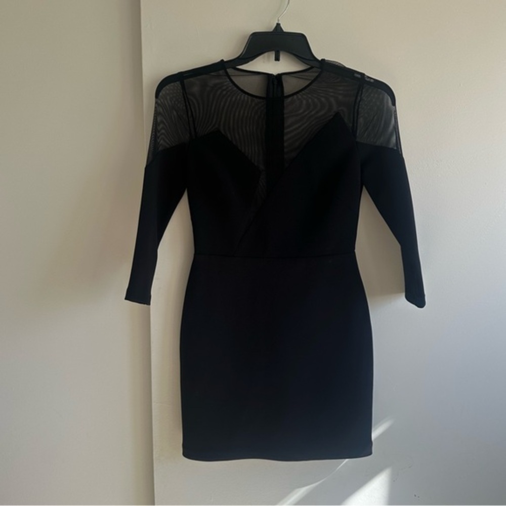 BCBGMaxAzria Black Mini Dress with 3/4 Sleeves